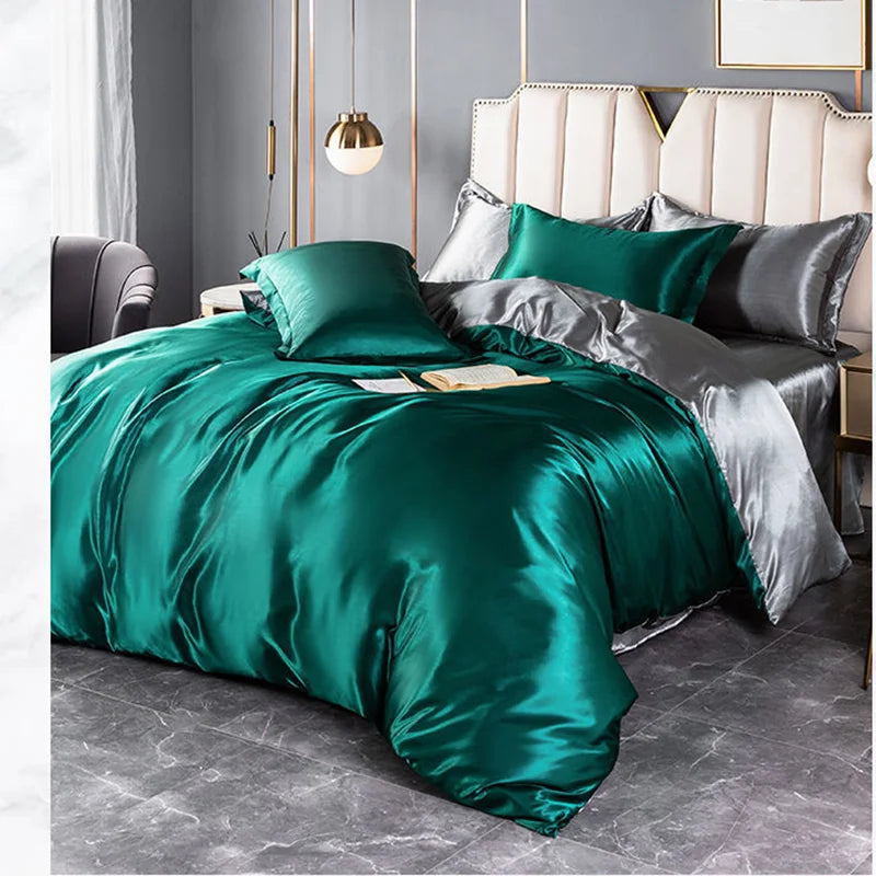 Luxury Mulberry satin bedding set with silky duvet cover and sheets, soft skin-friendly high-end queen bedsheets from 𝕄𝕔 𝕋𝕙𝕖 𝔹𝕝𝕒𝕔𝕜 𝔻�