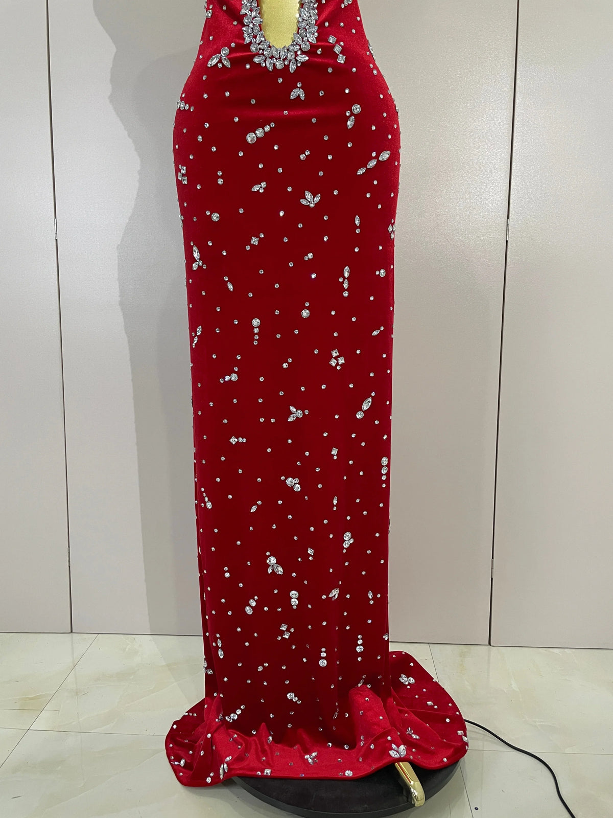 MC Sparkly Velvet Dress by MC THE BLACK DIAMOND, shown in a close-up of the shimmering, rich velvet fabric and elegant design.