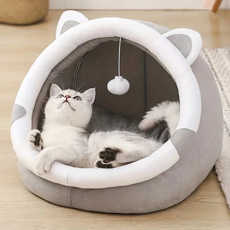 Comfortable cartoon cat house with removable pad, modern style pet bed cave by 𝕄𝕔 𝕋𝕙𝕖 𝔹𝕝𝕒𝕔𝕜 𝔻𝕚𝕒�