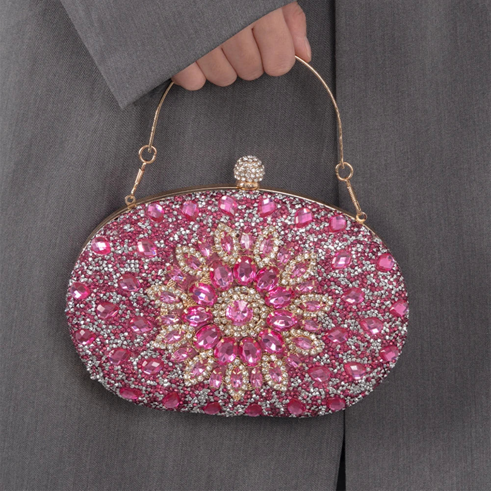 Luxury diamond women’s clutch evening bag by MC THE BLACK DIAMOND, featuring a stylish scarf design with intricate details.