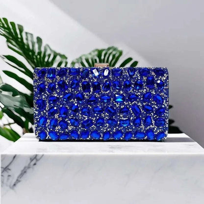 Silver rhinestone women’s wedding clutch bag by MC THE BLACK DIAMOND, elegant crystal bridal dinner handbag with shoulder strap