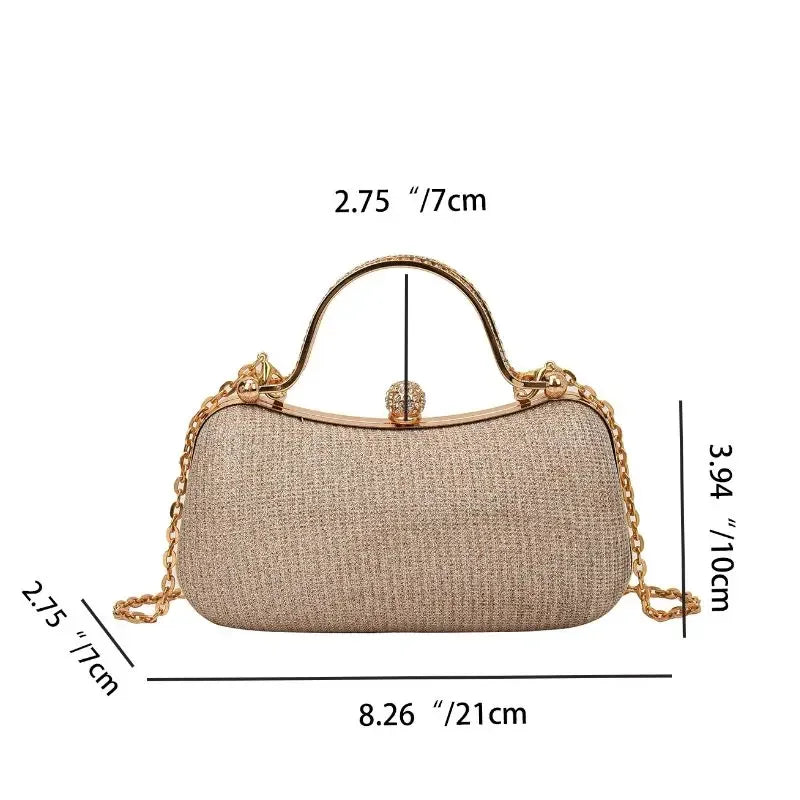 MC The Black Diamond chain evening bag for women, elegant dinner shoulder handbag with a sleek design and chain strap.