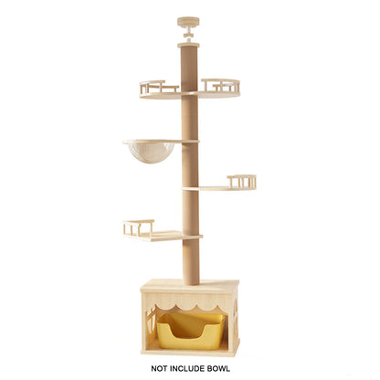 MC THE BLACK DIAMOND YXT cat tree with nest and perch, multi-level tower for cats, floor-to-ceiling scratching and play structure
