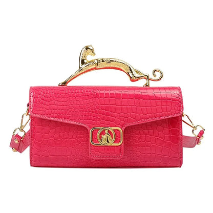 Women luxury leather shoulder bag by MC THE BLACK DIAMOND with metal buckle, simple design, perfect for parties and fashion.