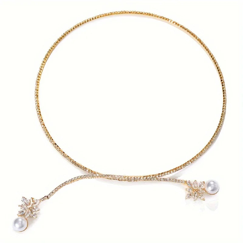 Elegant vintage-inspired pearl and zirconia flower pendant necklace by 𝕄𝕔 𝕋𝕙𝕖 𝔹𝕝𝕒𝕔𝕜 𝔻𝕚𝕒𝕞𝕠