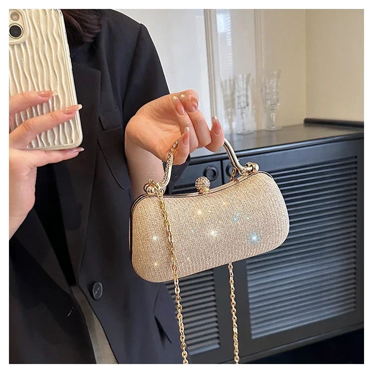 MC THE BLACK DIAMOND chain evening bag for women, stylish dinner shoulder handbag with elegant design and chain strap.