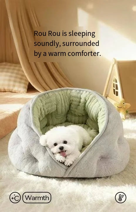 Small dog pet bed by MC THE BLACK DIAMOND, thickened winter security bed with plush teddy bear design for all-season comfort