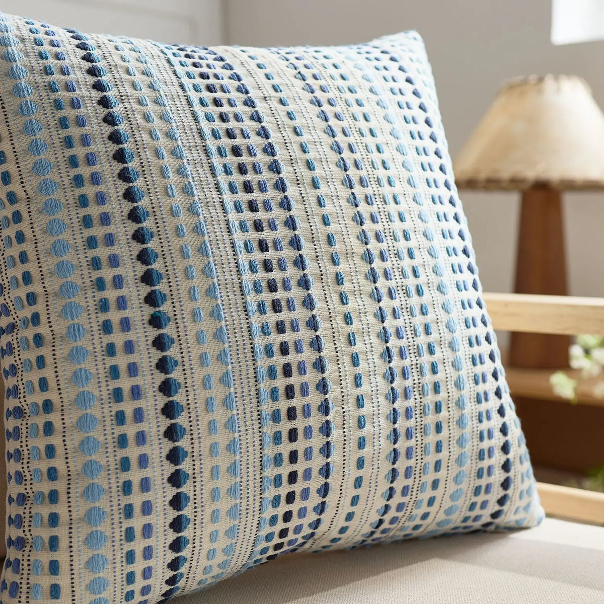 Nordic striped dots woven cushion cover by MC THE BLACK DIAMOND, cotton and linen geometric throw pillowcase for home decor.