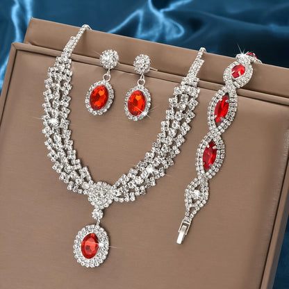 Elegant bridal jewelry set with sparkling rhinestone necklace and earrings by 𝕄𝕔 𝕋𝕙𝕖 𝔹𝕝𝕒𝕔𝕜 𝔻𝕚𝕒𝕞�
