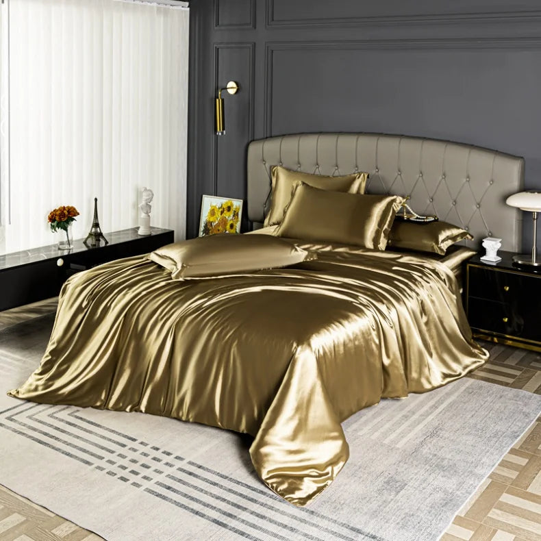 Black satin duvet cover from 𝕄𝕔 𝕋𝕙𝕖 𝔹𝕝𝕒𝕔𝕜 𝔻𝕚𝕒𝕞𝕠𝕟𝕕
