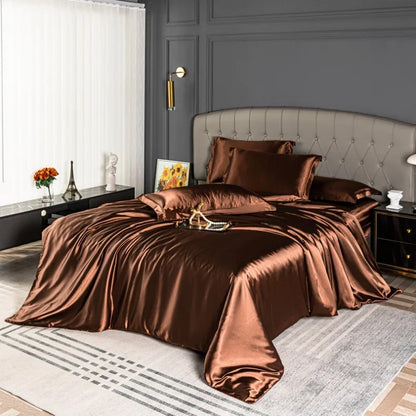 Luxury Mc The Black Diamonds satin duvet cover set with solid color bedsheets in single, double, queen, and king sizes.