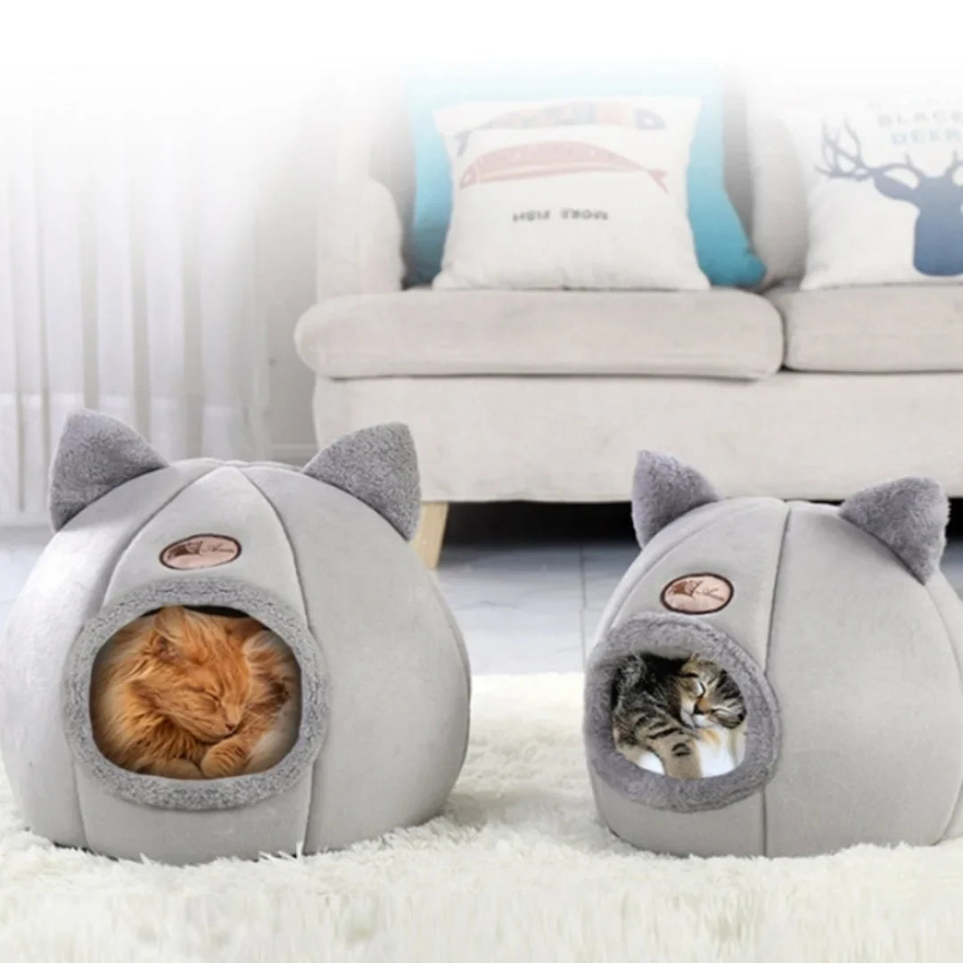 MC THE BLACK DIAMOND pet cave bed designed for small to large cats, cozy hideaway with soft, plush interior for feline comfort.