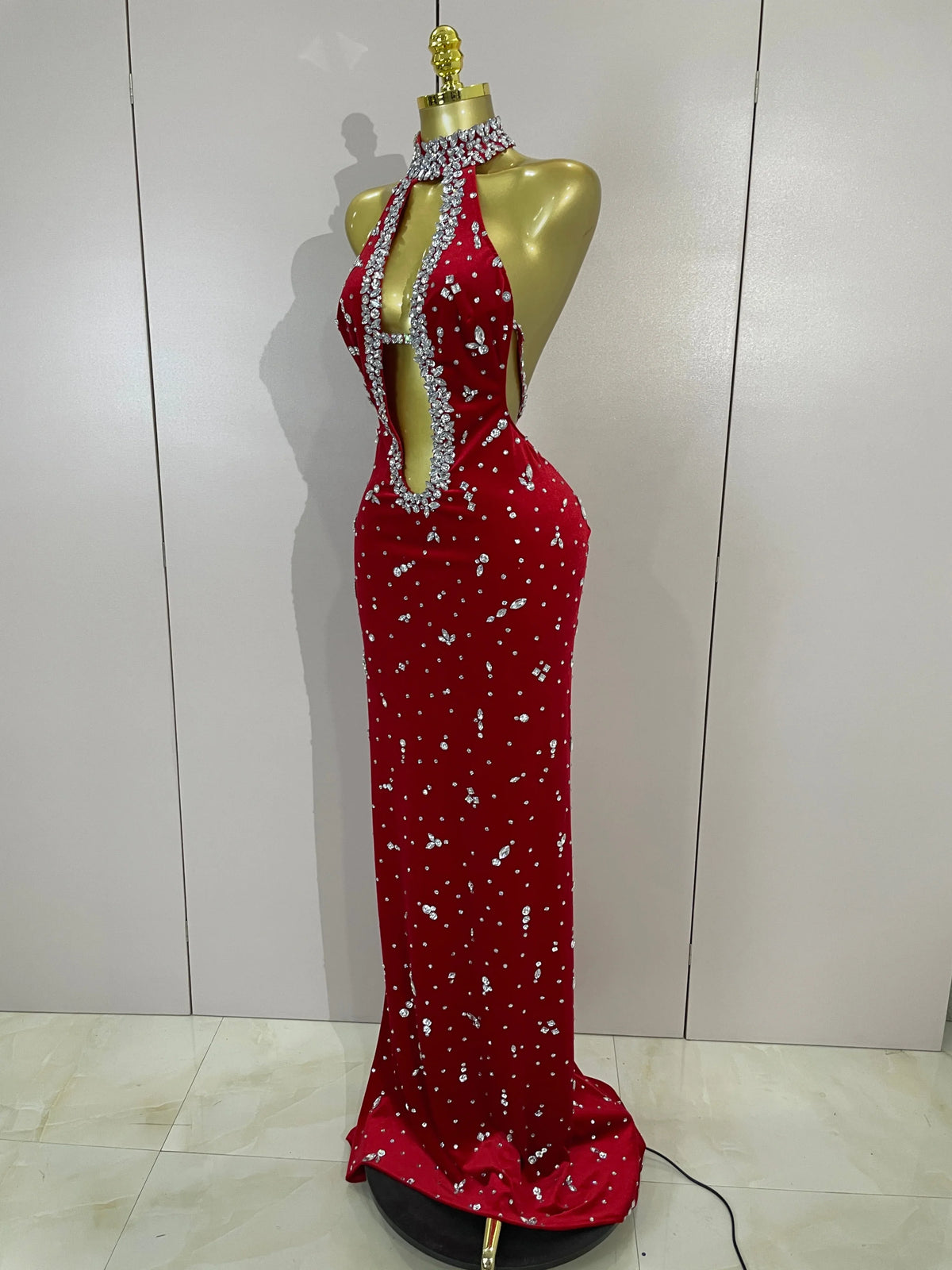 MC Sparkly velvet dress by MC THE BLACK DIAMOND featuring shimmering fabric and elegant design, shown on a model.