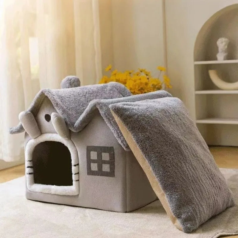 Foldable 3kg puppy house and small dog kennel bed by MC THE BLACK DIAMOND, featuring a cozy cat condo style house in the image.