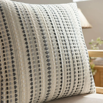 Nordic striped dots woven cushion cover by MC THE BLACK DIAMOND, cotton and linen geometric throw pillowcase for sofa decor.