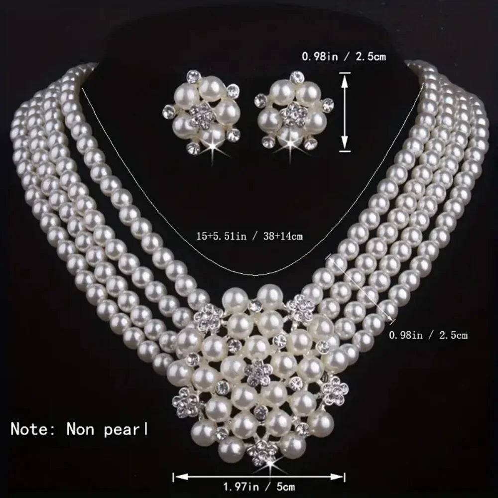 Vintage style pearl wedding jewelry set with necklace and earrings from MC THE BLACK DIAMOND, ideal for weddings and special occasions.