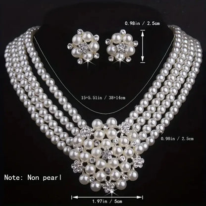 Vintage style pearl wedding jewelry set with necklace and earrings from MC THE BLACK DIAMOND, ideal for weddings and special occasions.