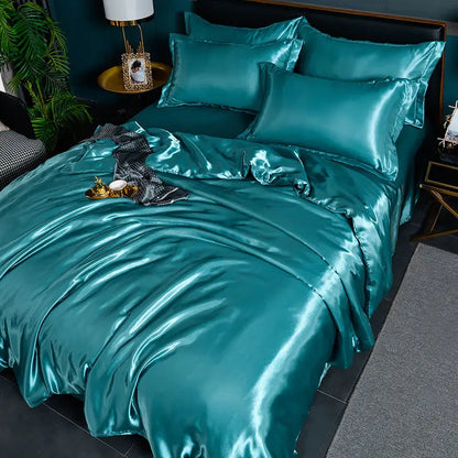 Luxury Mulberry silk bedding set with satin duvet cover and sheets, soft, skin-friendly high-end queen bedsheets from 𝕄𝕔 𝕋𝕙𝕖 𝔹𝕝𝕒𝕔𝕜 𝔻