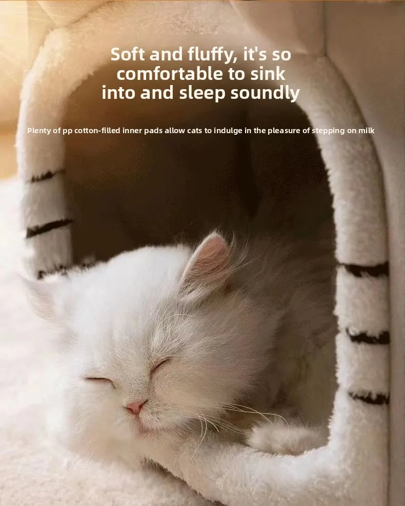 Foldable 3kg puppy house and small dog kennel bed by MC THE BLACK DIAMOND, showcasing a cozy cat condo house in black.
