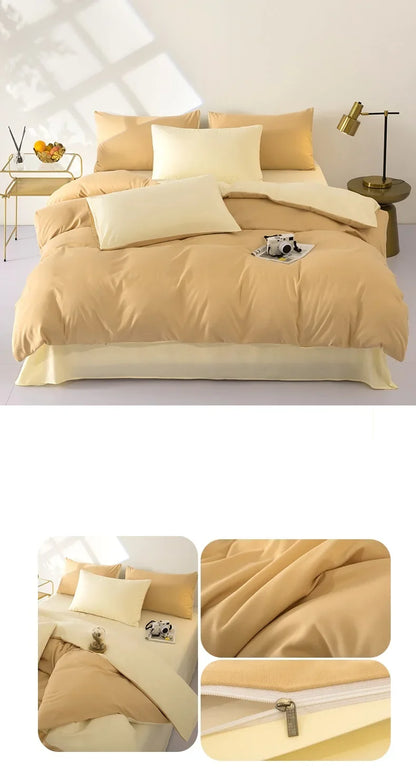 Bonenjoy bedding solid color bed sheet set from Mc The Black Diamonds, showing smooth, neatly folded bedsheets in a neutral shade.