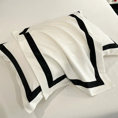 White luxury hotel bedding set with thick brushed bedsheets from MC THE BLACK DIAMOND, showcasing smooth, plush fabric.