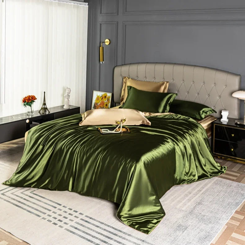 Luxury Mc The Black Diamonds satin duvet cover set in solid color, featuring soft, silky bedsheets for single to king size beds.