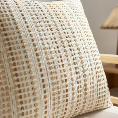 Nordic striped dots woven cushion cover in cotton and linen, decorative throw pillowcase for sofa by MC THE BLACK DIAMOND