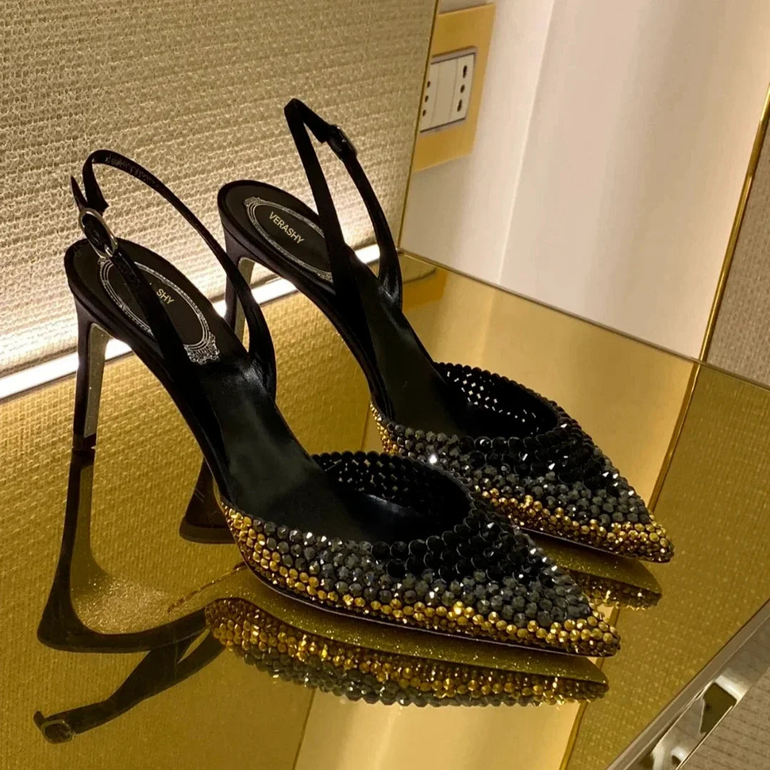 Luxury Rhinestones gradient slingback heels by 𝕄𝕔 𝕋𝕙𝕖 𝔹𝕝𝕒𝕔𝕜 𝔻𝕚𝕒𝕞𝕠𝕟
