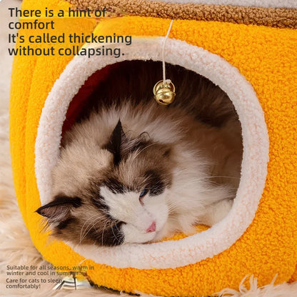 MC THE BLACK DIAMOND Lucky Fortune Cat Pet Bed, winter warm cave-style pet bed with soft interior for cozy comfort