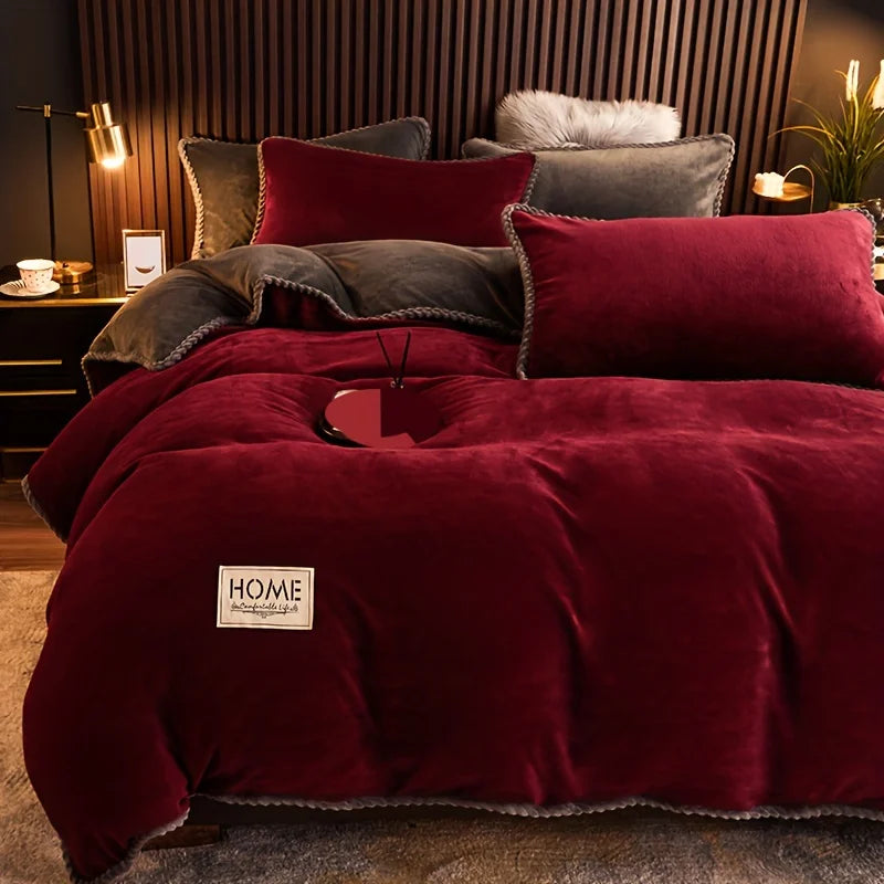 Modern style double-sided milk velvet duvet cover from MC The Black Diamonds, featuring a soft, luxurious winter bedding design.