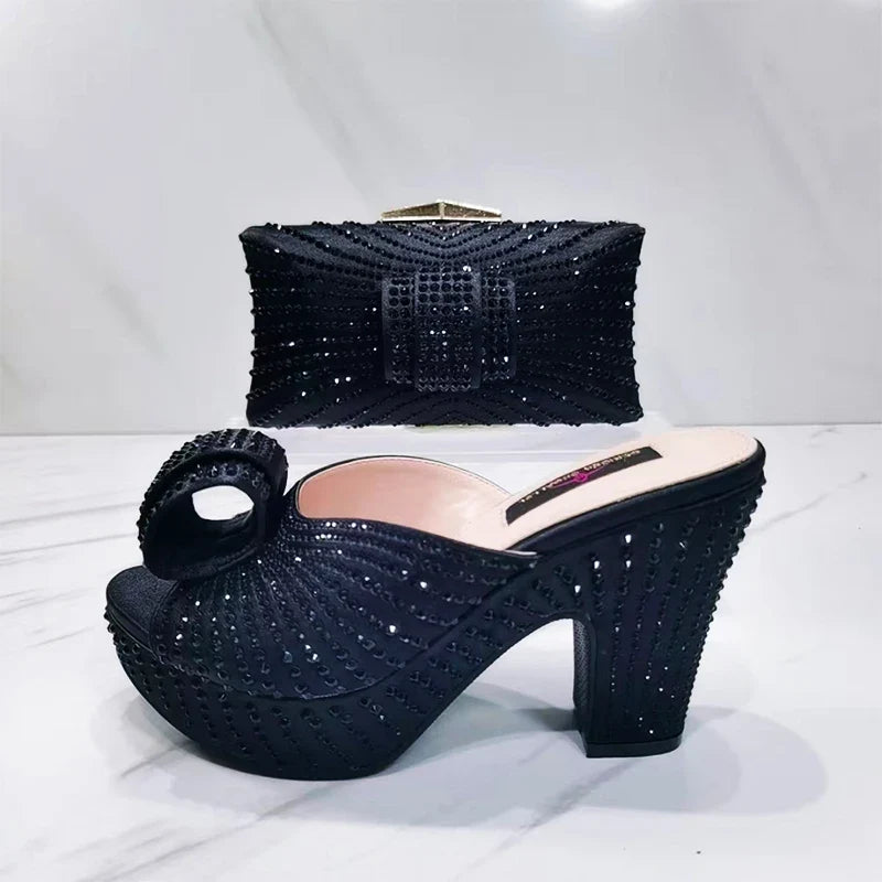 Elegant black Italian designer heels by MC THE BLACK DIAMOND with stylish straps and sleek finish.