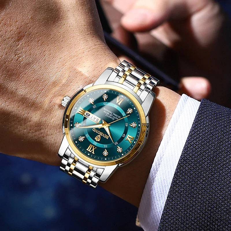 Luxury MC The Black Diamond diver watch for men, 30ATM waterproof sport watch with date display and stylish design.