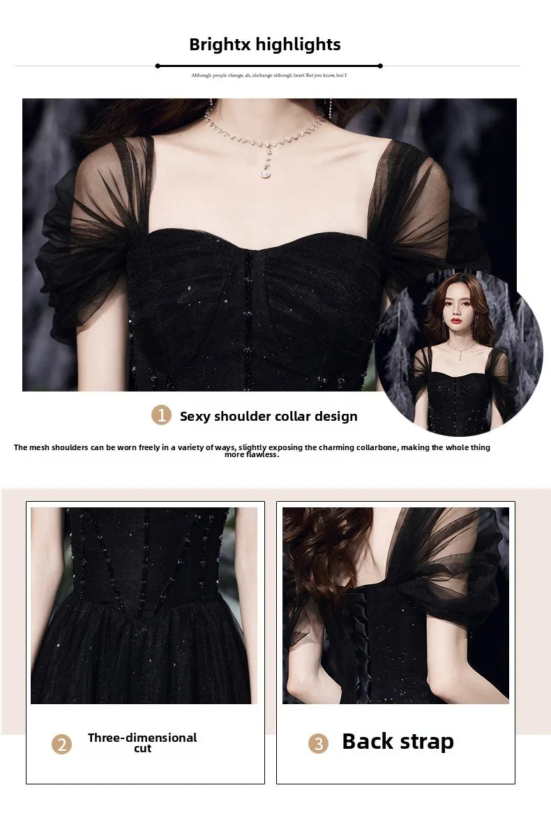 Elegant black evening dress for women by MC THE BLACK DIAMOND, featuring a stylish design perfect for formal occasions.