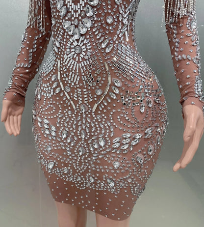 MC THE BLACK DIAMOND Sheath Mini Dress Flashing Luxury Dress, form-fitting black dress with sleek design and elegant style.