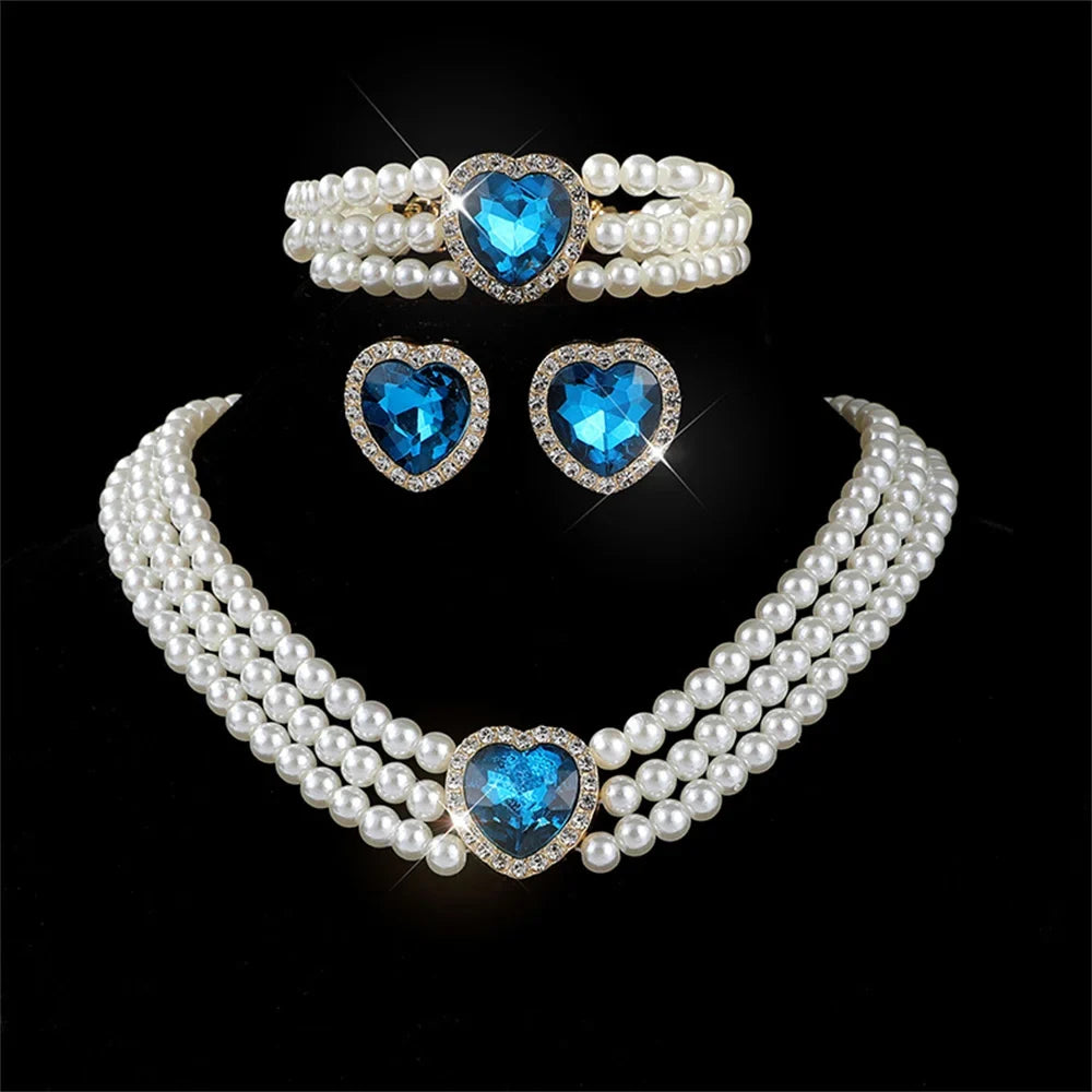 Elegant bridal jewelry set featuring versatile earrings and a matching necklace by MC THE BLACK DIAMOND, perfect for wedding attire.