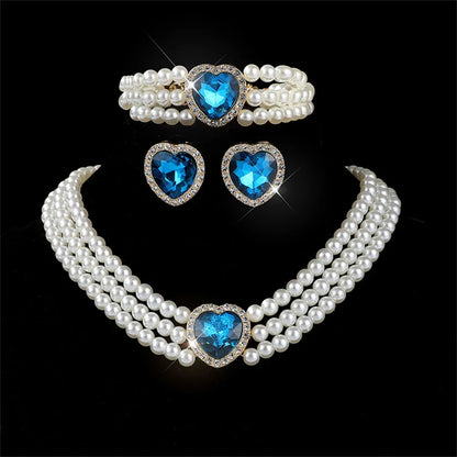 Elegant bridal jewelry set featuring versatile earrings and a matching necklace by MC THE BLACK DIAMOND, perfect for wedding attire.