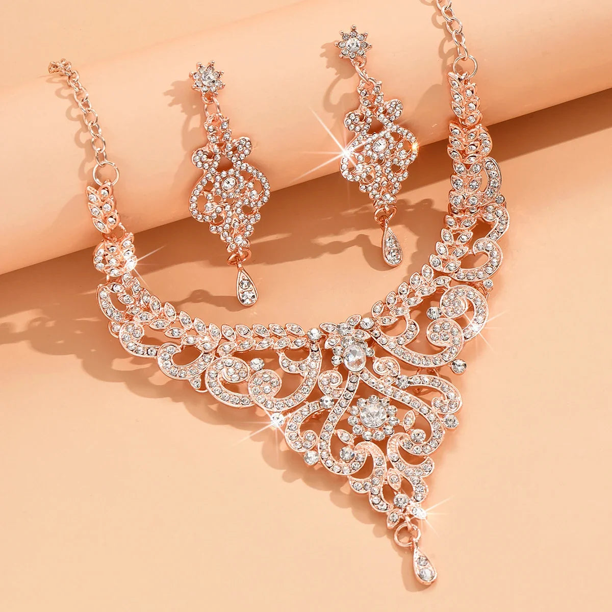 Design Sense Palace Style Jewelry Set by MC The Black Diamonds featuring high-end rhinestone inlaid women&