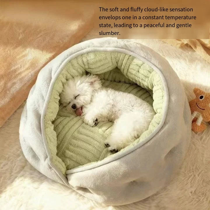 MC THE BLACK DIAMOND small dog kennel bed with thick, warm padding and teddy bear design for all-season comfort.