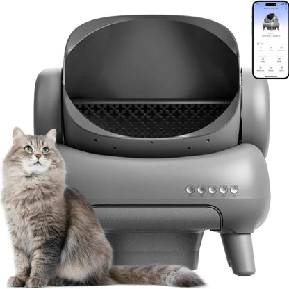 MC THE BLACK DIAMOND Pet Box automatic cat litter box with self-cleaning feature and large, modern design for easy maintenance.