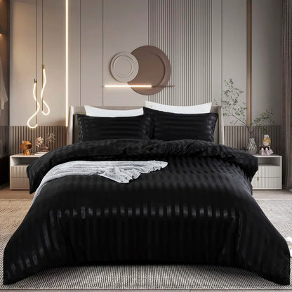 Luxury satin striped duvet cover set by 𝕄𝕔 𝕋𝕙𝕖 𝔹𝕝𝕒𝕔𝕜 𝔻𝕚𝕒𝕞𝕠𝕟�