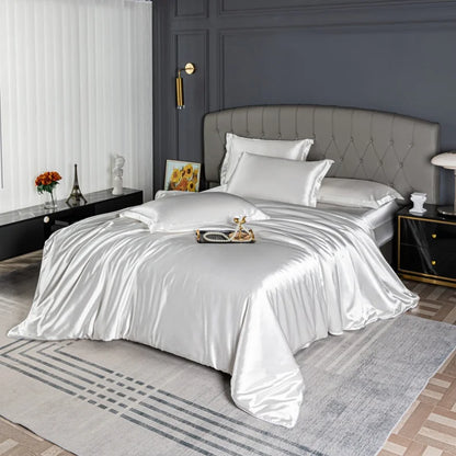 Skin-friendly satin duvet cover from Mc The Black Diamonds, solid color bedding set, single to queen size, soft and luxurious.