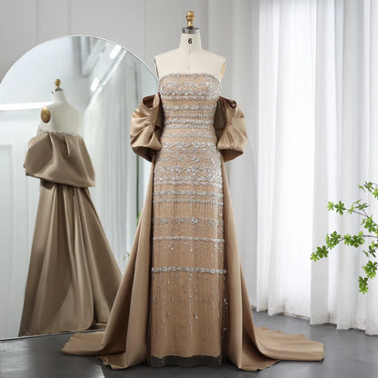 Sage green MC Luxury Dubai evening dress by MC THE BLACK DIAMOND featuring elegant design and luxurious fabric.