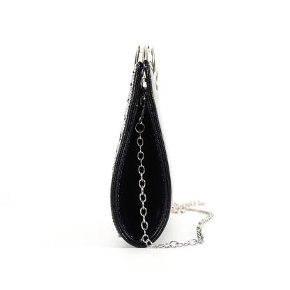 Elegant rhinestone sequin evening clutch bag with chain, luxury diamond details, perfect for weddings and parties by 𝕄𝕔 𝕋𝕙𝕖 𝔹𝕝𝕒𝕔𝕜 𝔻�