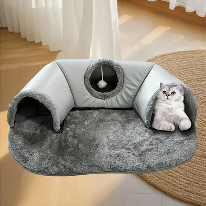 Small animal habitat accessory: MC Cozy Cat Tunnel Bed Play Mat by MC THE BLACK DIAMOND, soft and cozy for cats and small pets.