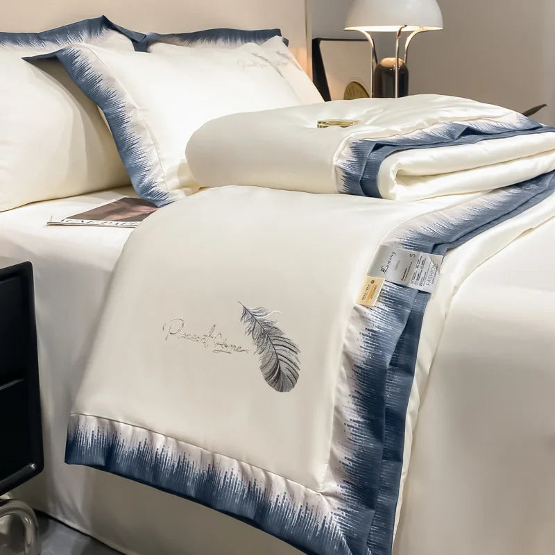 Feather embroidered summer blanket from 𝕄𝕔 𝕋𝕙𝕖 𝔹𝕝𝕒𝕔𝕜 𝔻𝕚𝕒𝕞𝕠𝕟�