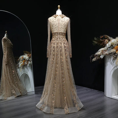 Elegant MC THE BLACK DIAMOND long sleeve formal evening dress with a sophisticated design, perfect for upscale events.