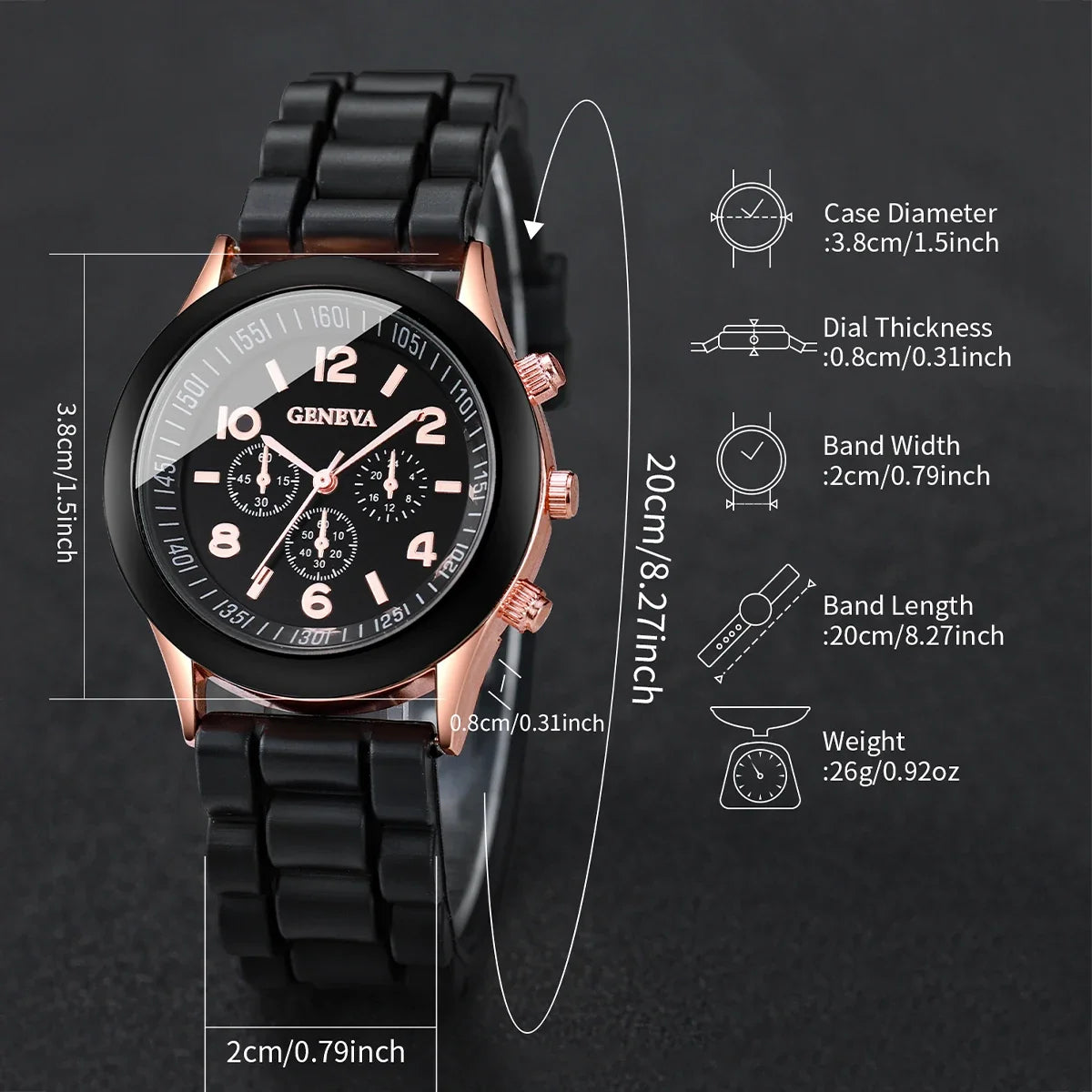 Set of 4 couple watches from MC The Black Diamonds with Arabic-style designs, displayed on a jewelry display.