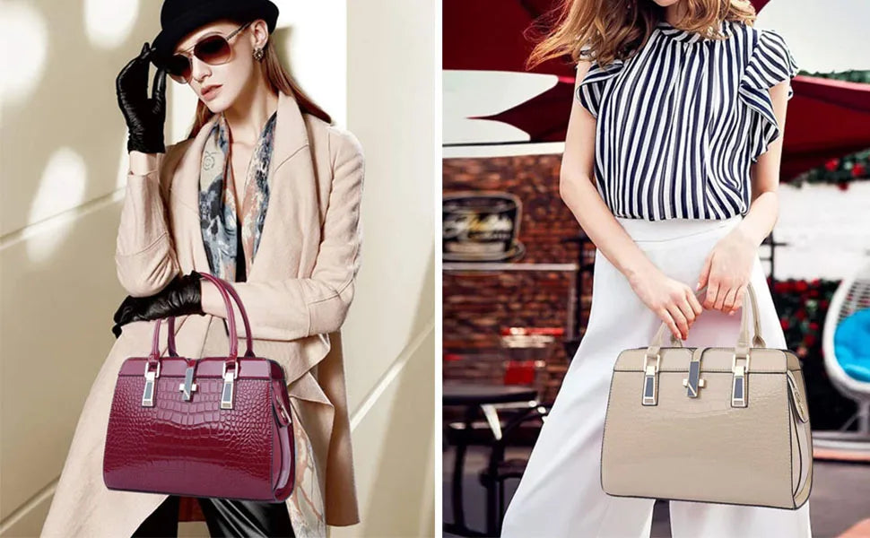 Luxury Mc The Black Diamonds crocodile leather tote bag with top handle, shoulder strap, and spacious interior for women.
