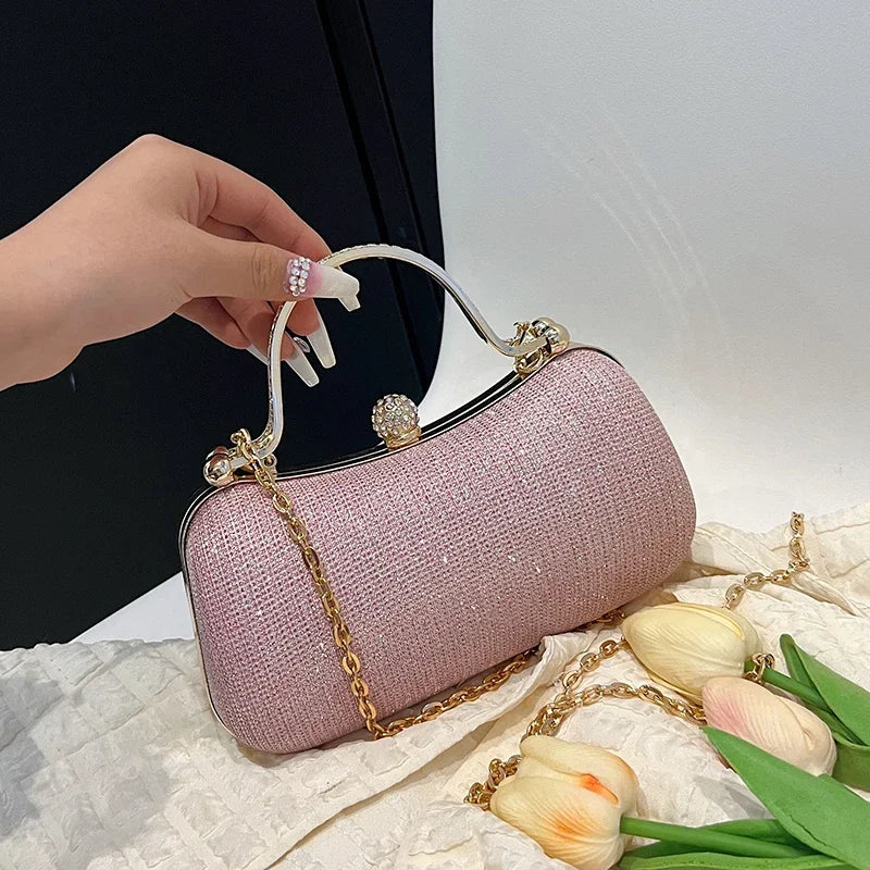 MC THE BLACK DIAMOND chain evening shoulder handbag for women, stylish dinner bag with a sleek design and elegant chain strap.