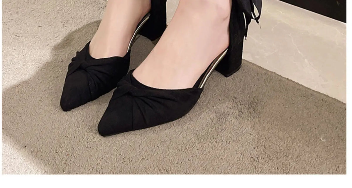 White pearl sandal with chunky heel and unique design by MC THE BLACK DIAMOND, featuring fairy style and Korean PU material.